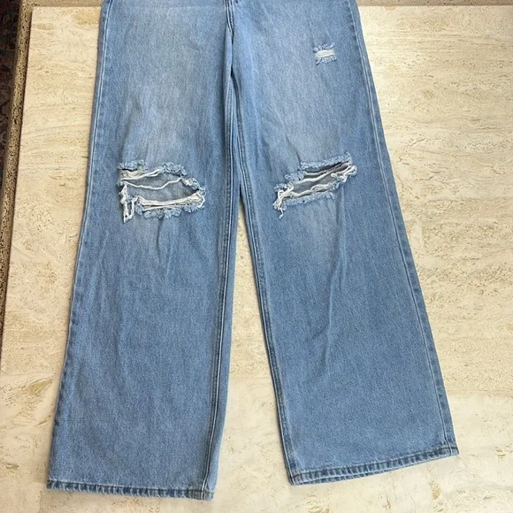 BP high-rise wide leg jeans women’s 29 100% cotton Vtg light destroy - Picture 13 of 13